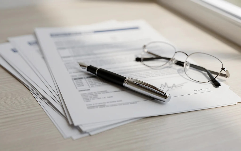 Calculatrice et déclaration fiscale posées sur un bureau, illustrant l'impôt sur les sociétés chypriote